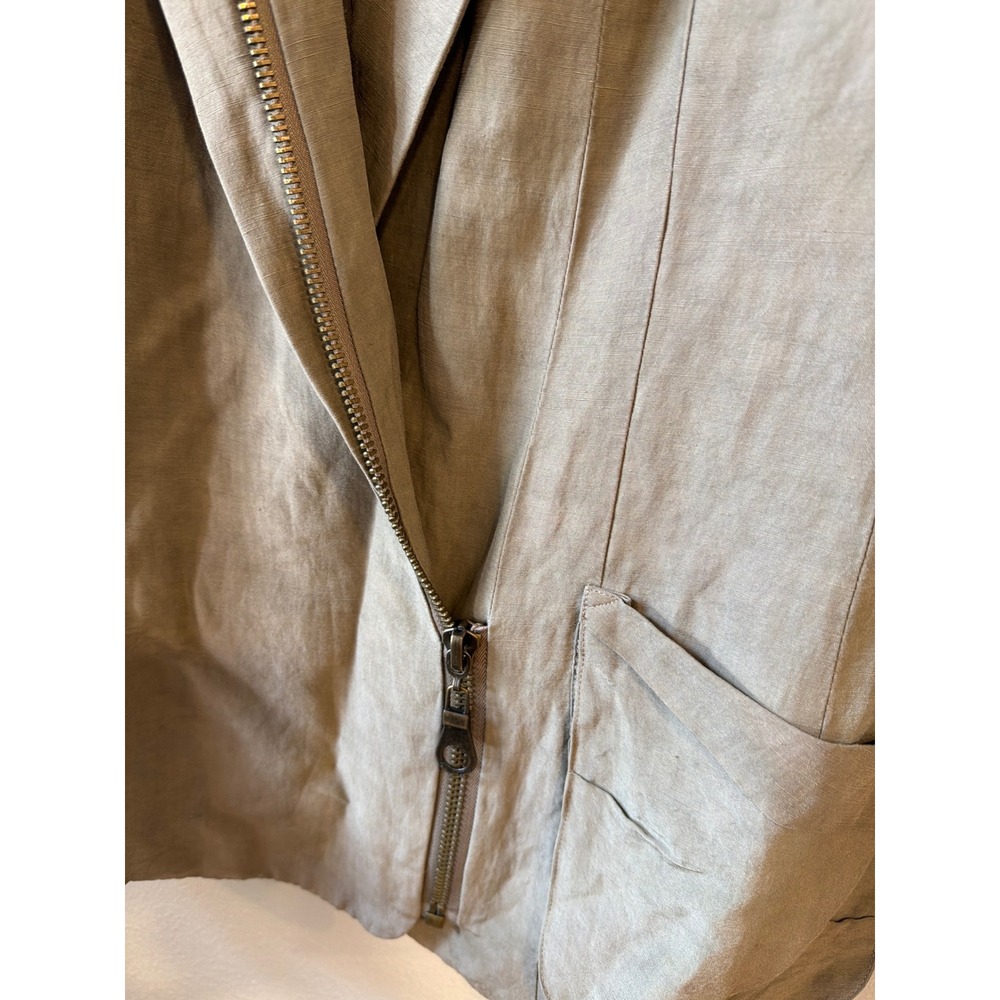 L.A.M.B. Asymmetrical Zip Linen Silk Blazer Women Size 12 Y2K Gwen Stefani - Picture 2 of 8